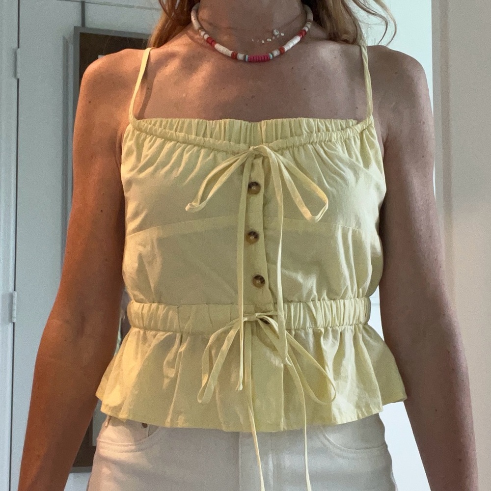 Ciao Lucia Yellow Smocked Peplum Camisole